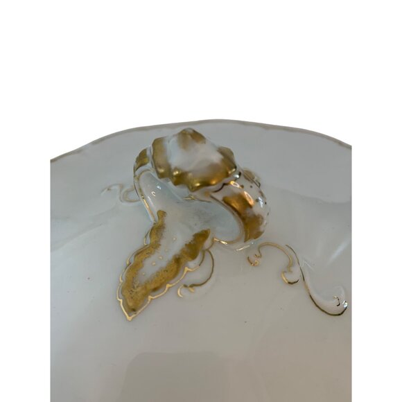 Antique Haviland France Limoges Covered Serving Dish With Gold Trim Chip H9078 - Picture 8 of 10